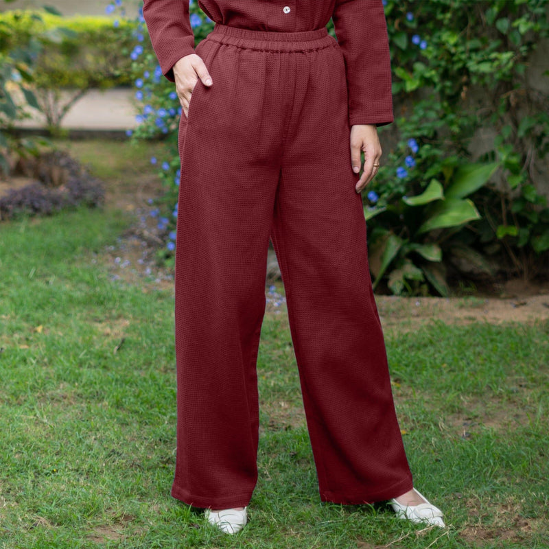 Barn Red Warm Cotton Waffle High-Rise  Elasticated Pant