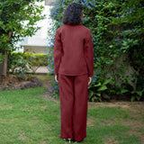 Barn Red Warm Cotton Waffle High-Rise  Elasticated Pant