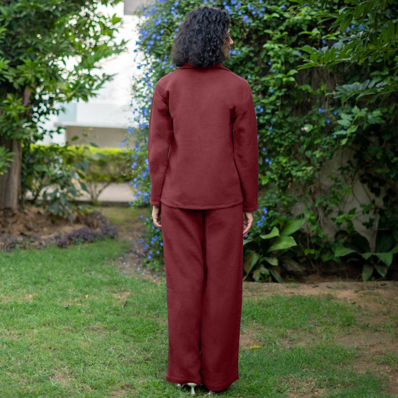 Barn Red Warm Cotton Waffle High-Rise  Elasticated Pant