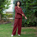 Barn Red Warm Cotton Waffle High-Rise  Elasticated Pant