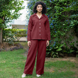 Barn Red Warm Cotton Waffle High-Rise  Elasticated Pant