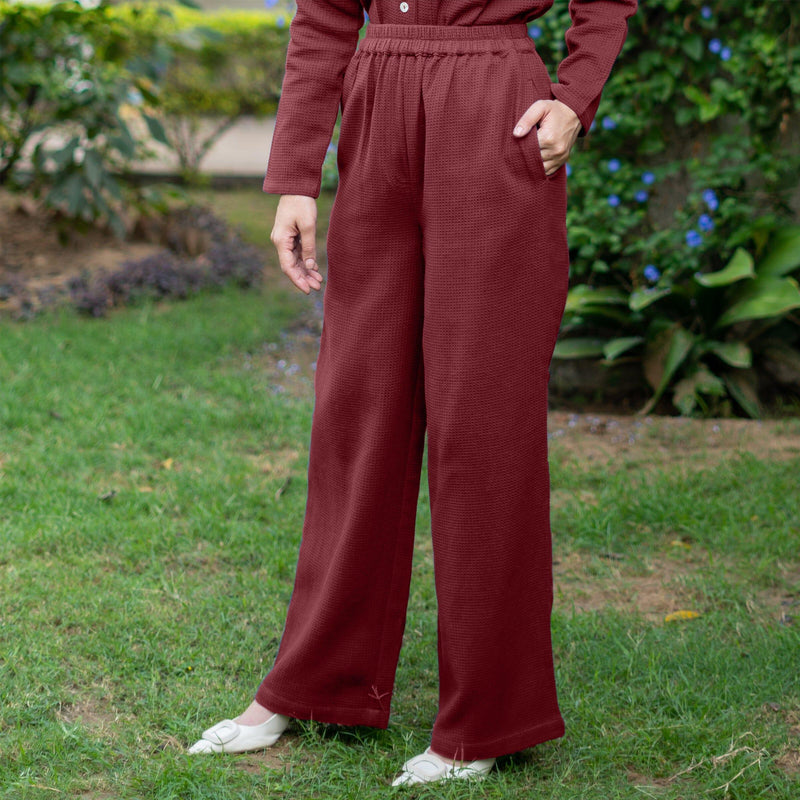 Barn Red Warm Cotton Waffle High-Rise  Elasticated Pant