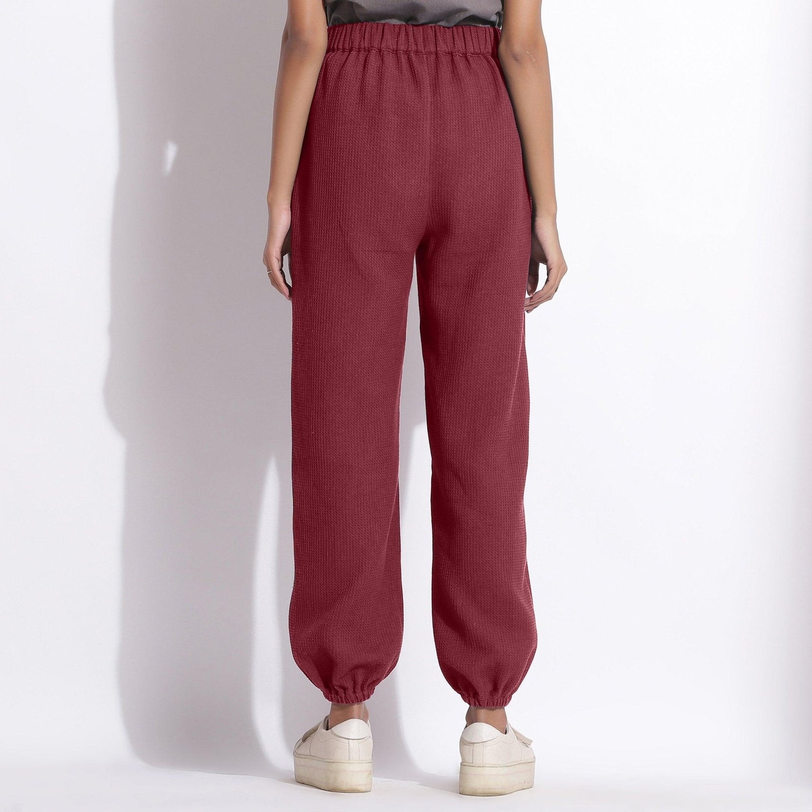 【HI FI FNK】Waffled Over Jogging Pants barn-red-warm-cotton-waffle-