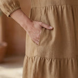 Beige 100% Cotton Short Shirt Dress