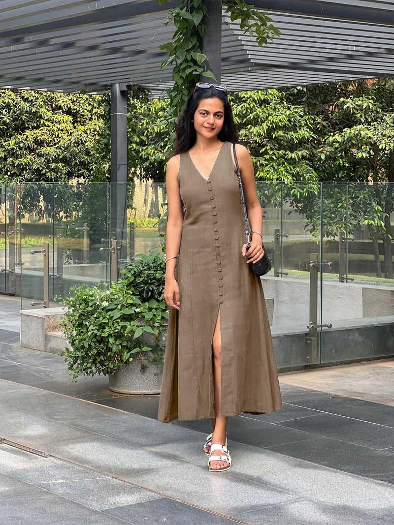 a line dress beige Contessa Beige A-Line Midi Dress Beige / S