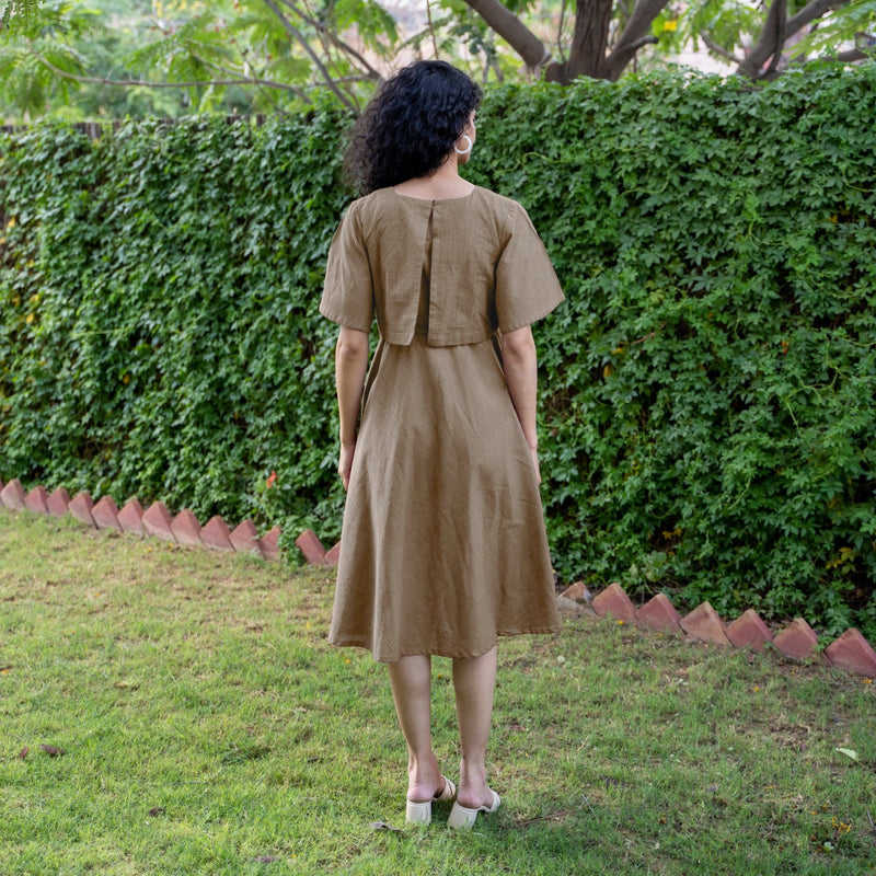 Beige Cotton Flax Fit and Flare Knee Length Pre and Post Maternity Dress 62" / Regular (5'2" - 5'6") Beige Cotton Flax Fit and Flare Knee Length Pre and Post Maternity Dress 62" / Regular (5'2" - 5'6")