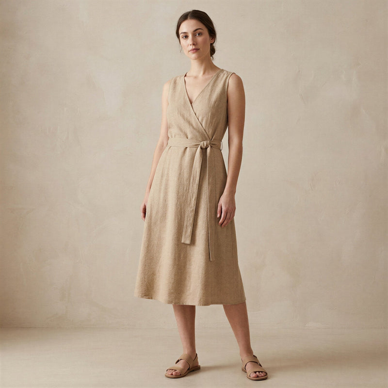 fit and flare beige dress Formal Dresses for Women Elegant High Neck Sleeveless Fit and Flare Maxi  Dress Stretchy Flowy Wedding Guest Evening Dress Beige L