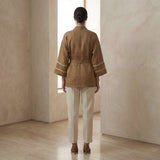 Beige Cotton Kyoto Kimono Sleeve Wrap Top