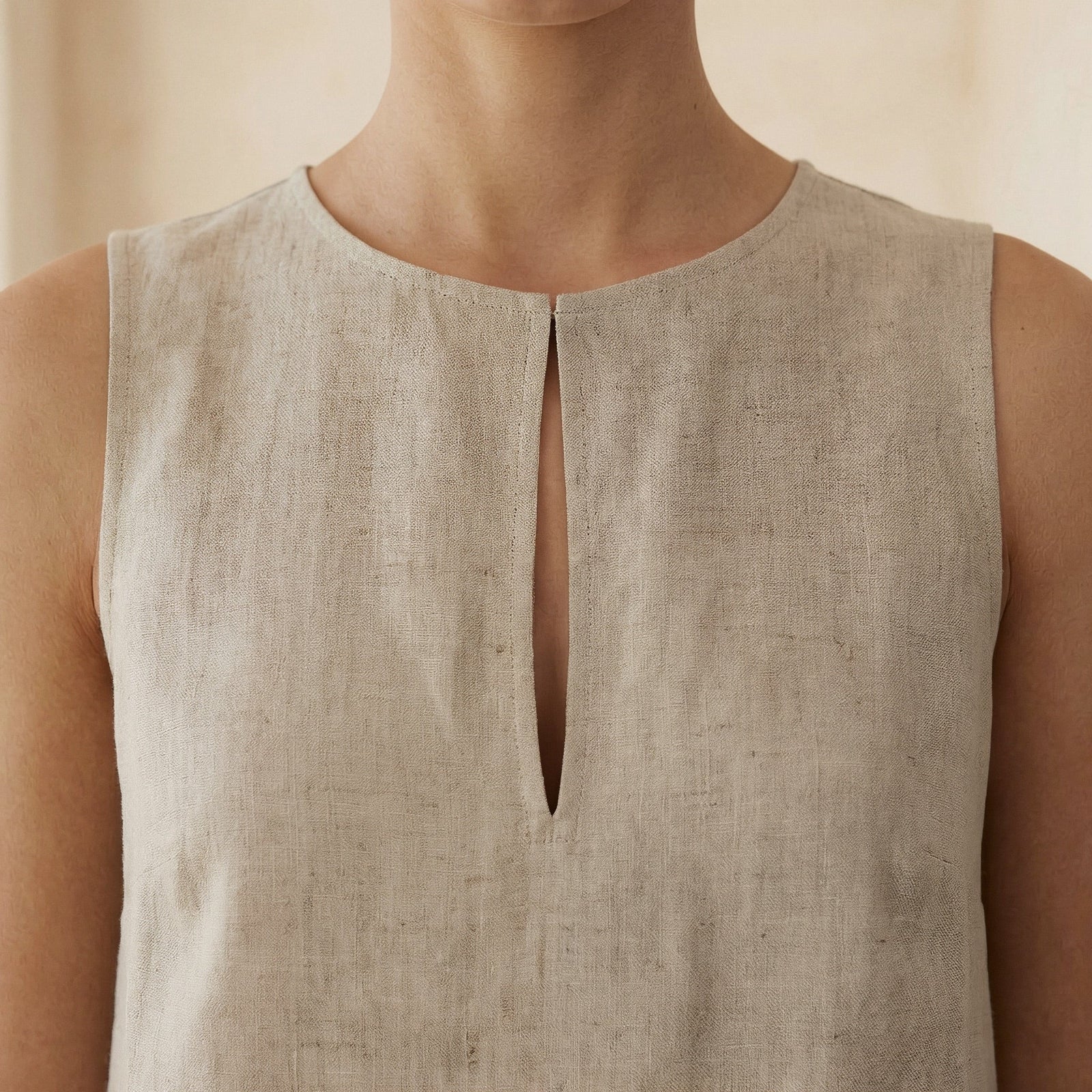 beige linen shift dress Beige Cotton Linen Sleeveless A-Line Short Shift Dress 46