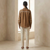 Beige Cotton Relaxed Full Sleeve Button-Down Shirt