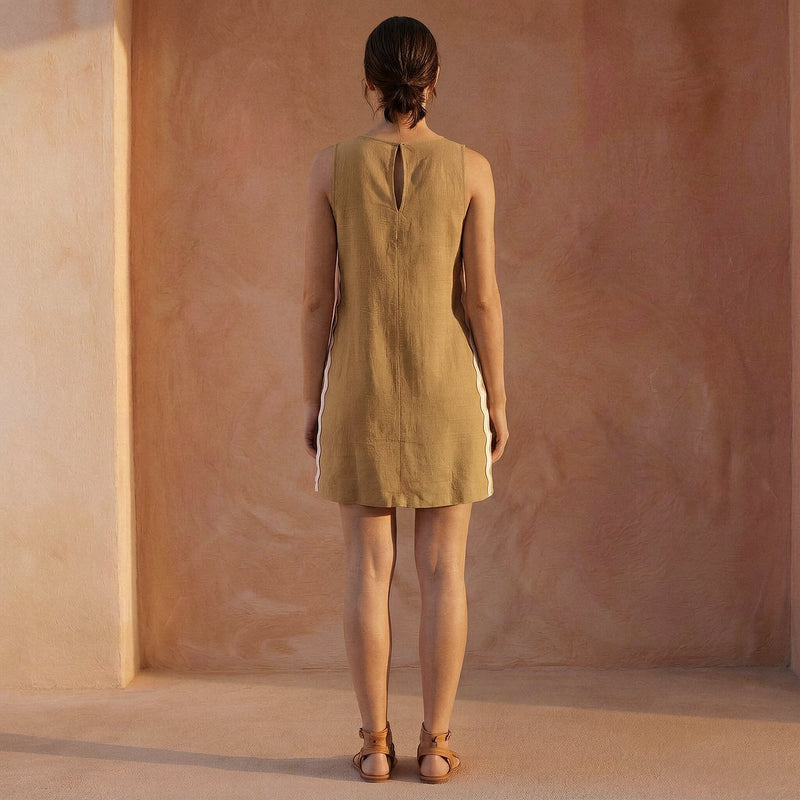 beige shift dress COS Women's Mini Shift Dress in Beige | Linen