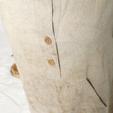 Front Detail of a Model wearing Beige Dabu Hand-Lep Cotton Knee Length Shirt Dress