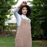 Beige Warm Cotton Corduroy Ankle Length Dungaree