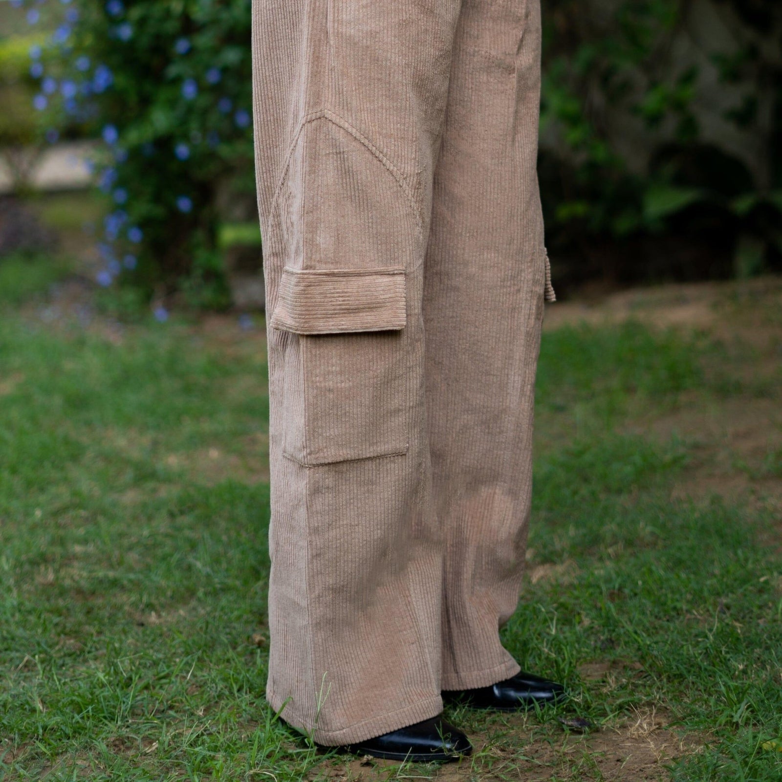 Buy Beige Warm Cotton Corduroy High-Rise Baggy Cargo Pant Online