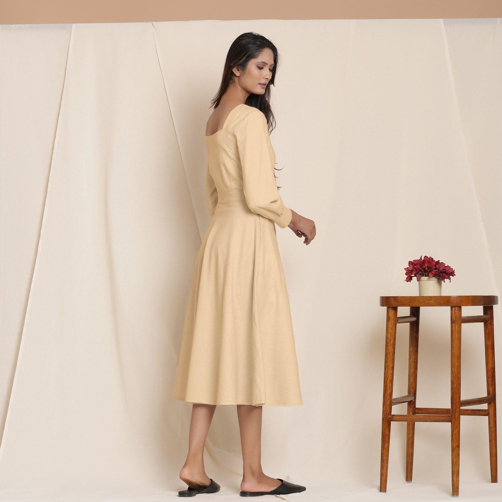 slim fit dress slacks long-sleeve fit-and-flare midi dress – RENAAH – missodd.com main image 1