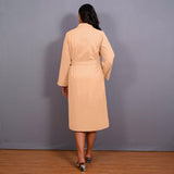 Beige Warm Cotton Flannel Midi Blazer Dress