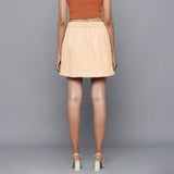 Back View of a Model wearing Beige Flannel Mini Pencil Skirt