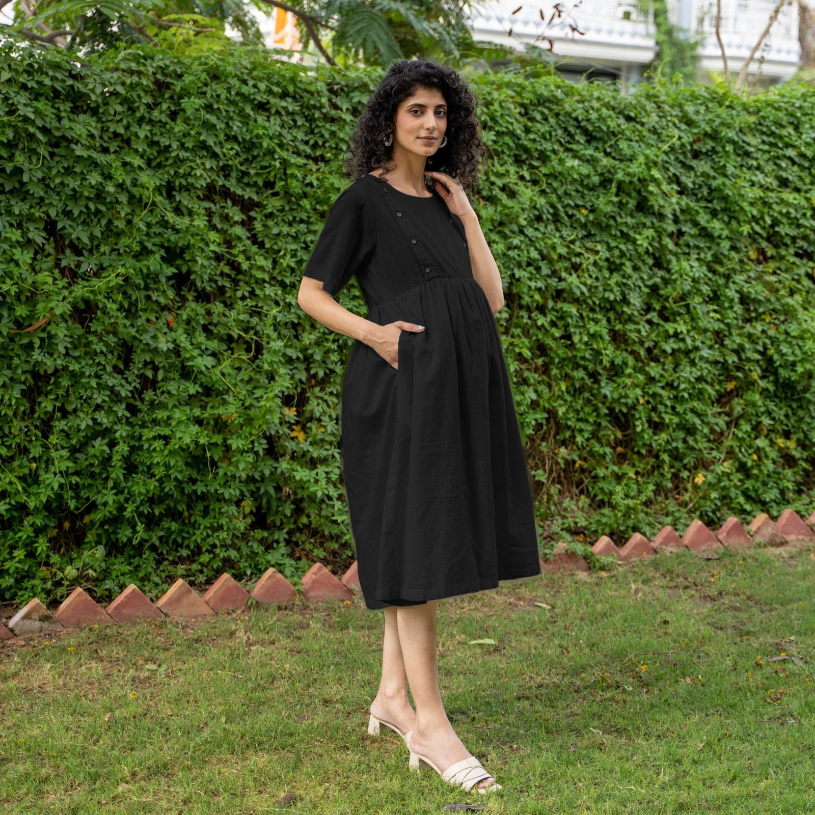white christmas dresses Black Gold Maternity & Nursing Dress main image 1