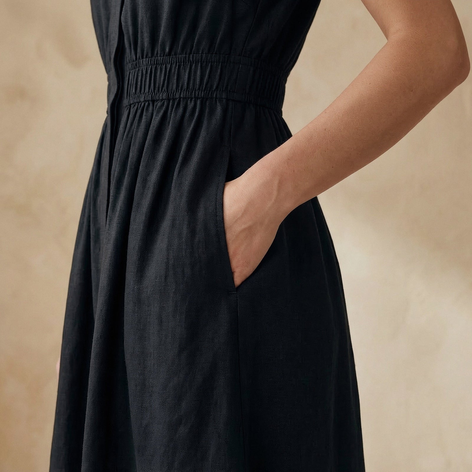 Black 100% Cotton Button-Down Midi Shirt Dress 54" / Regular (5'2" - 5'6") Black 100% Cotton Button-Down Midi Shirt Dress 54" / Regular (5'2" - 5'6")
