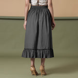 Black 100% Cotton Elasticated Tier Midi Skirt