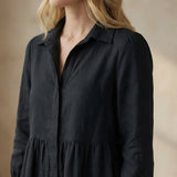 Black 100% Cotton Short Shirt Dress