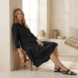 Black 100% Cotton Short Shirt Dress