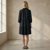 Black 100% Cotton Short Shirt Dress