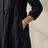 Black 100% Cotton Short Shirt Dress