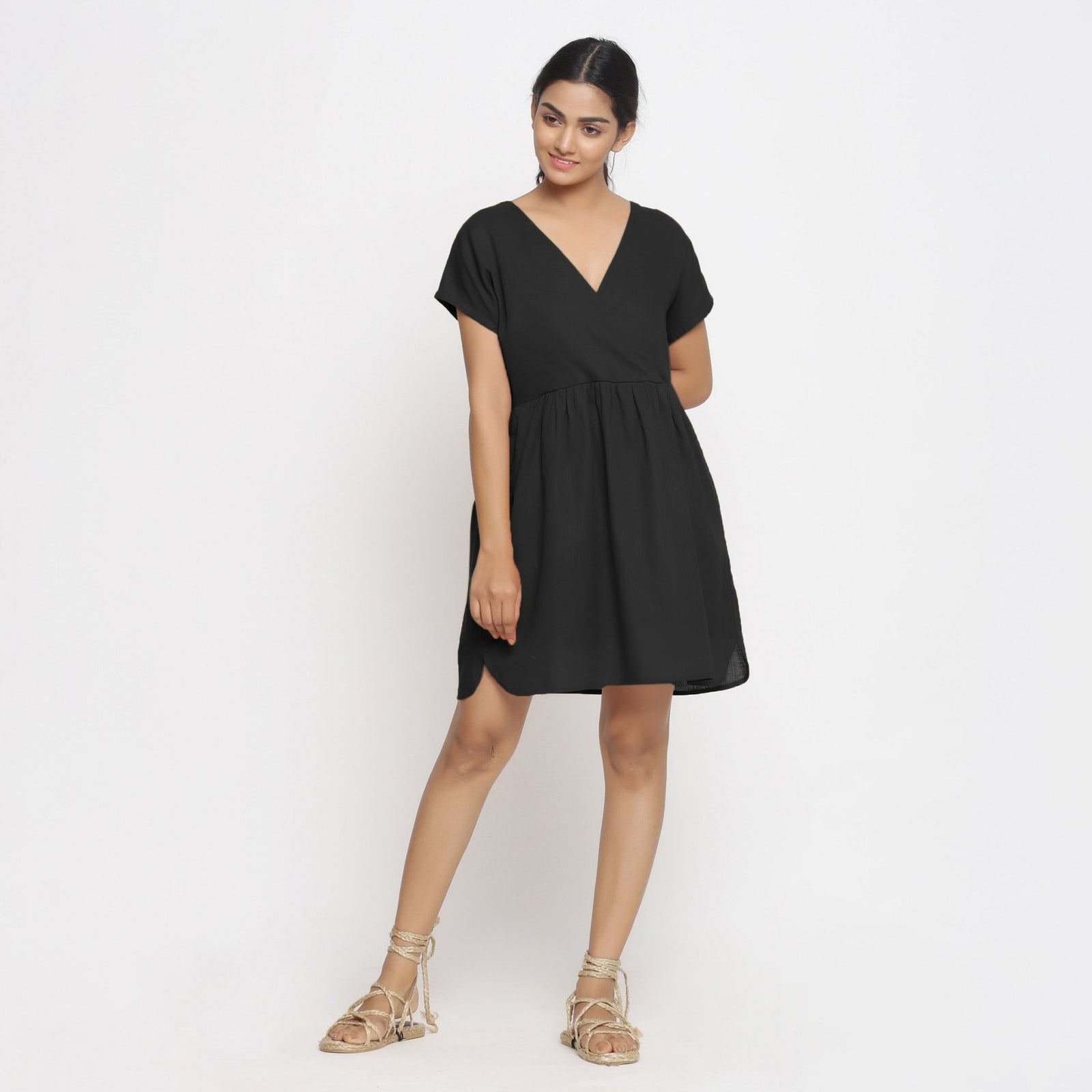 short black wrap dress Board Meeting Black Wrap Short Dress – Jules & James Boutique main image 0