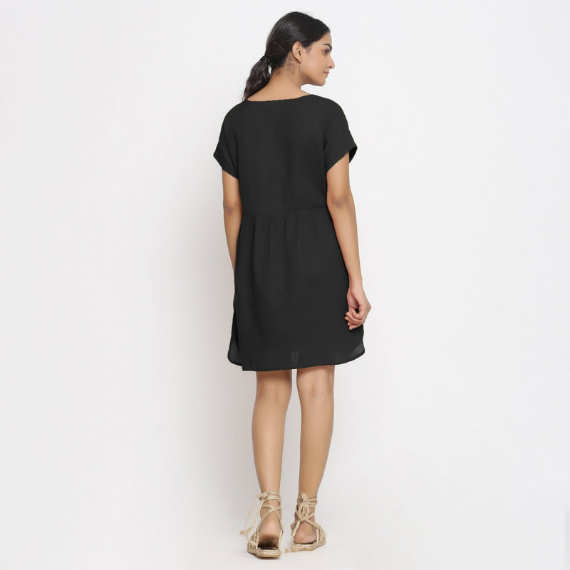 black short sleeve wrap dress Short Sleeve Sparkle Wrap Midi Black Dress EU36 / Powder