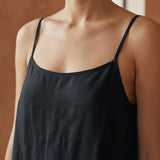 Black Cotton Drop-Waist Camisole Maxi Tier Dress