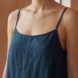 Black Cotton Drop-Waist Camisole Maxi Tier Dress