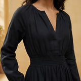 Black Cotton Fit and Flare Maxi Tier Dress