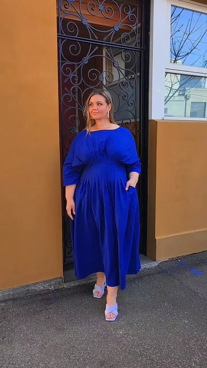 Black Cotton Flax Ankle Length Pleated Flared Dress 30" / Petite (5'1" and below) Black Cotton Flax Ankle Length Pleated Flared Dress 30" / Petite (5'1" and below)