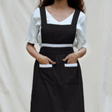 Black Cotton Flax Comfort Fit Apron