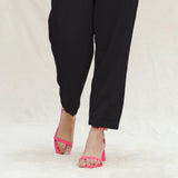 Black Cotton Flax High-Rise Elasticated Paperbag Pant