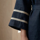 Black Cotton Flax Kyoto Kimono Sleeve Wrap Top
