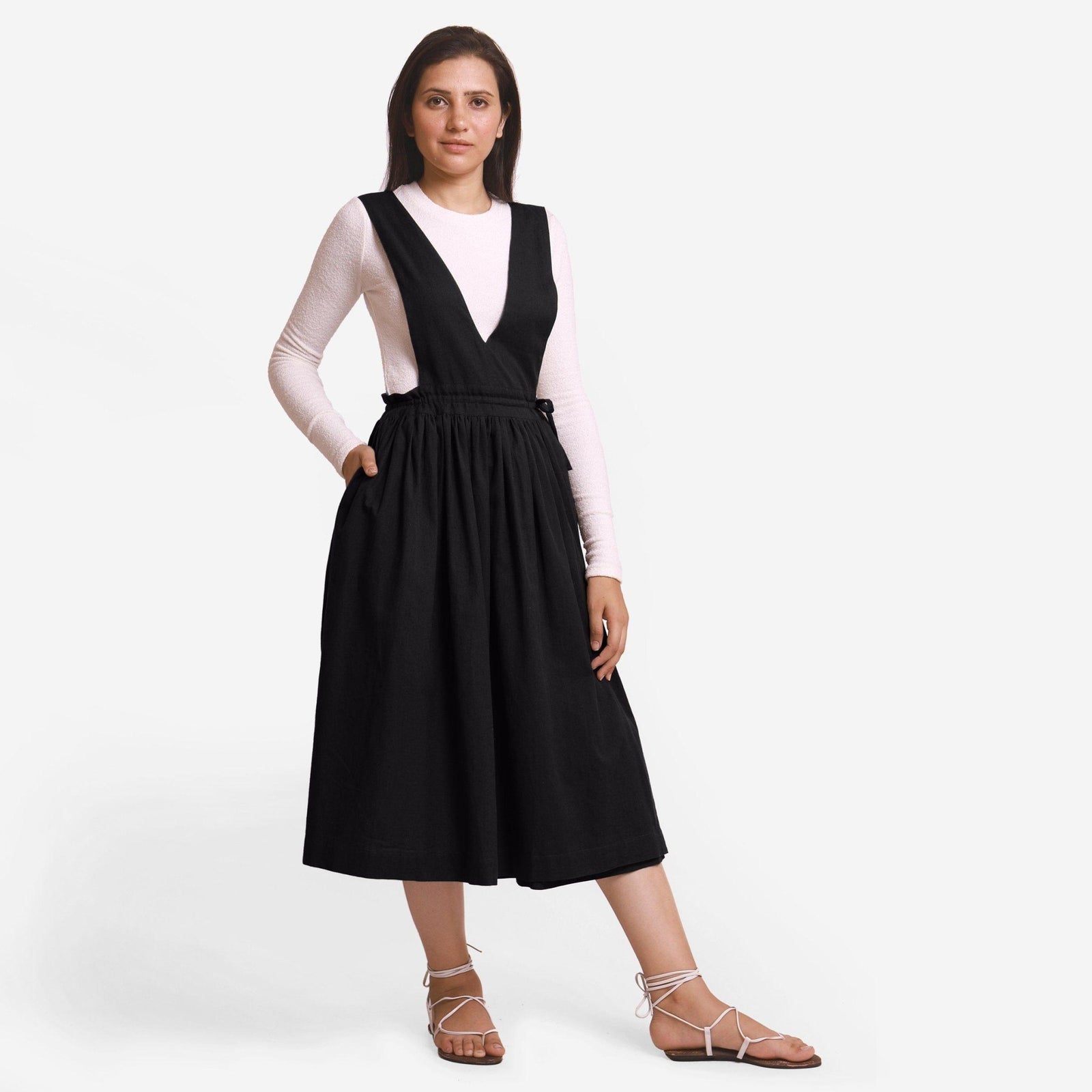 pinafore formal dress Vintage Inspired Wool Pinafore Dress: Grey Tweed A-line Midi, Custom,  Xiaolizi 6418