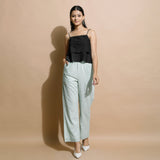 Black Cotton Linen Camisole Crop Top