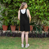 Black Cotton Linen Dungaree Playsuit