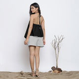 Black Cotton Linen Halter Neck Handkerchief Top