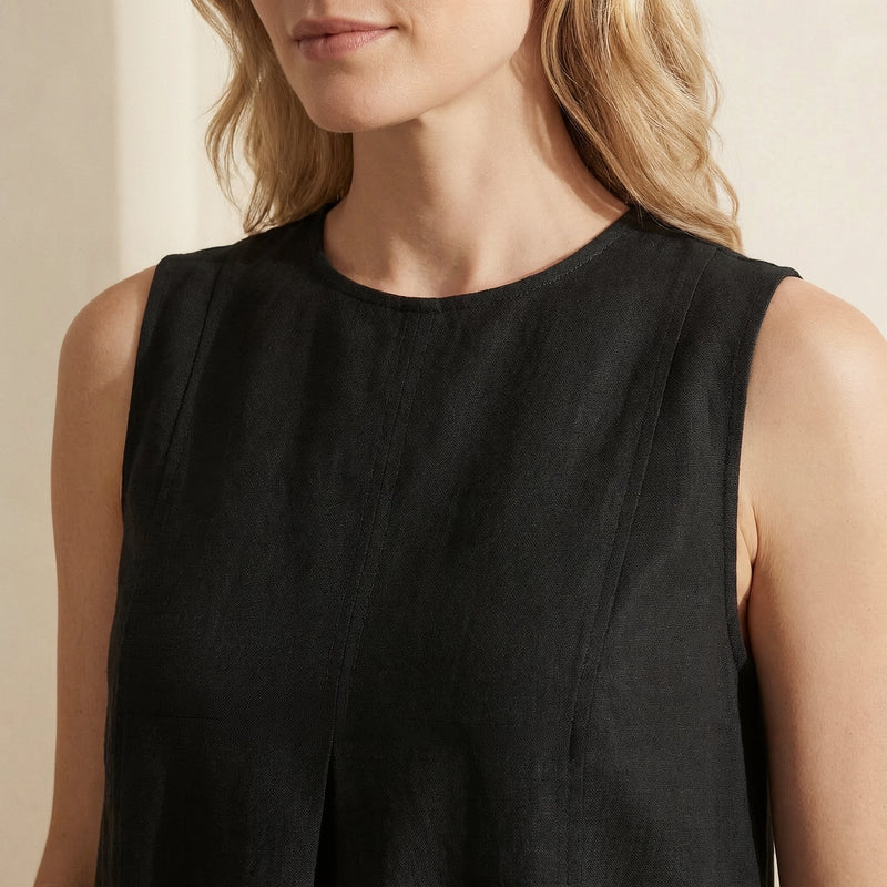 black cotton linen dress Black Embroidered Cotton Linen Dress Pashma.com