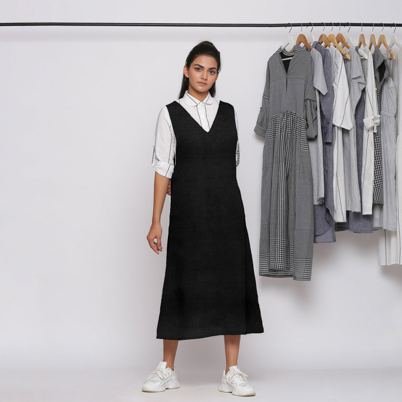 black midi pinafore dress Pinafore Dress, Black Suspender Dress, Midi Dress, Women Dress, Fit and Flare Dress, Summer Spring Dress, Xiaolizi, Party Dress 2920#