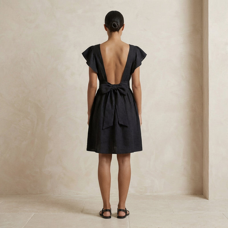 backless fit and flare dress Lace Fit-and-Flare Bridal Dress with Illusion Neckline