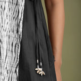 Black Halter Neck Tie-Dye Cotton Knee Length Dress