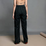 Black Handspun Cotton Elasticated High-Rise Slit Pant