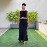 Black Handspun Cotton High-Rise Wide Legged Pant