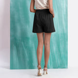 Black Mirror Work Handspun Cotton Mid-Rise Elasticated Shorts
