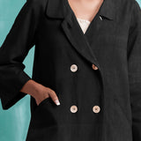 Black Mirror Work Handspun Cotton Welt Pocket Coat