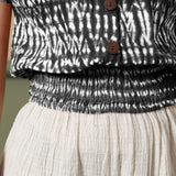 Black Shibori Tie-Dye Cotton Blouson Top